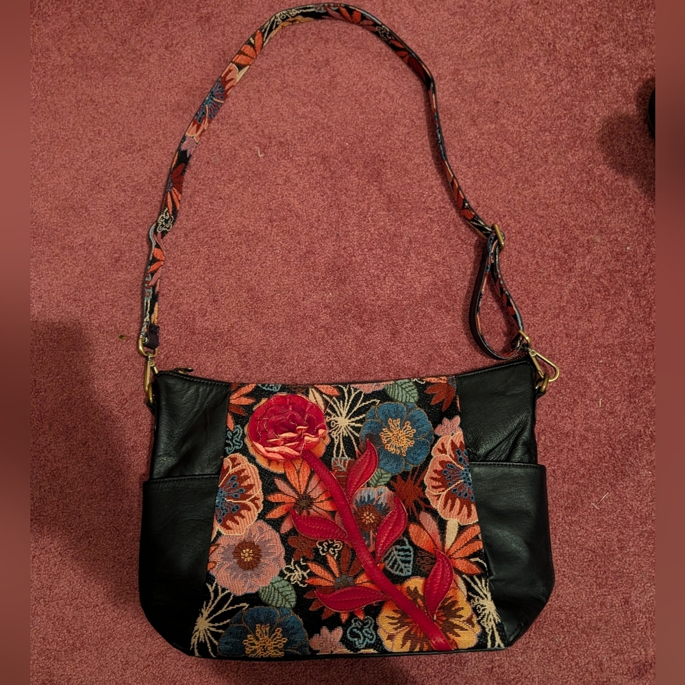 Vintage Y2K 2000s Spring Step L'Artiste Crossbody Bag Purse Floral